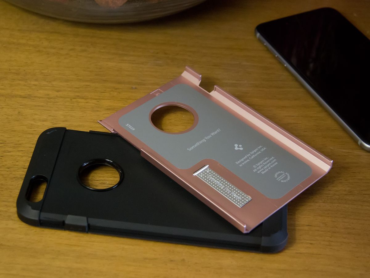 Two pieces of the Spigen Tough Armor case for the iPhone 6s Plus