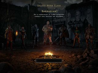 Diablo 2 Resurrected Class Select Screen