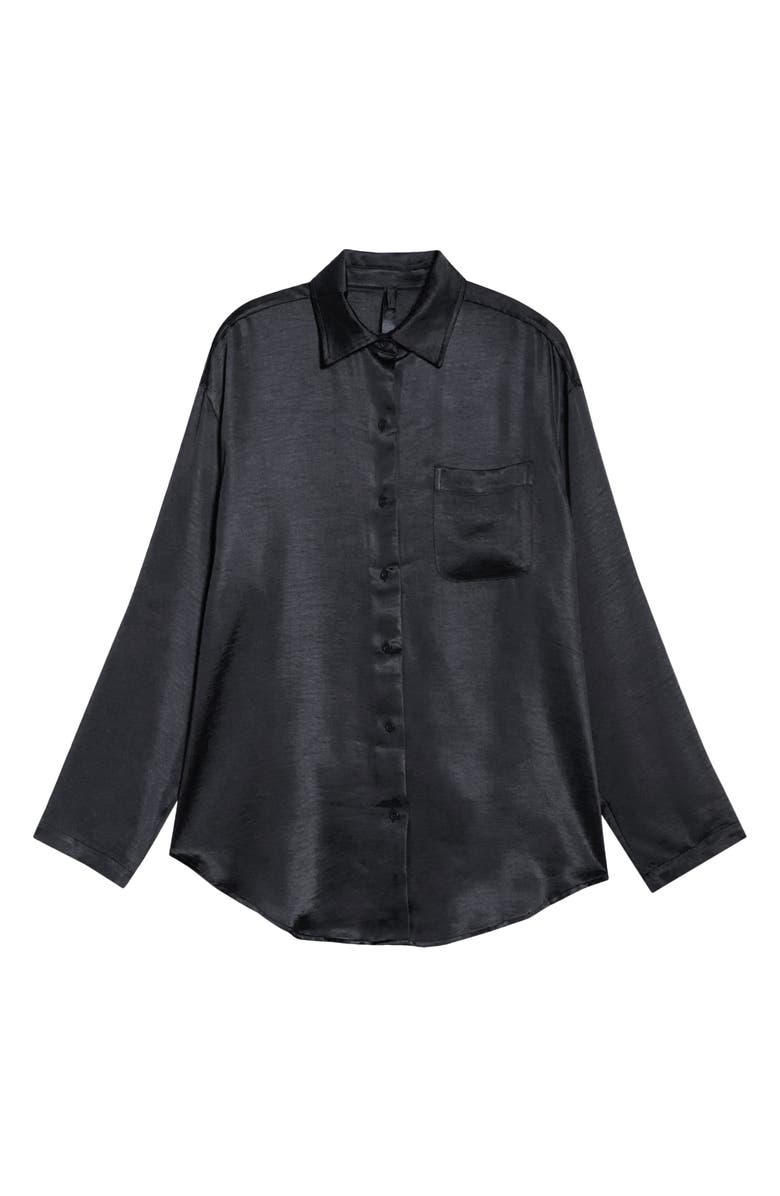 Lightweight Stretch Satin Button-Up Shirt