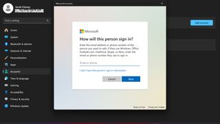 adding new user account sign-in info on windows 11