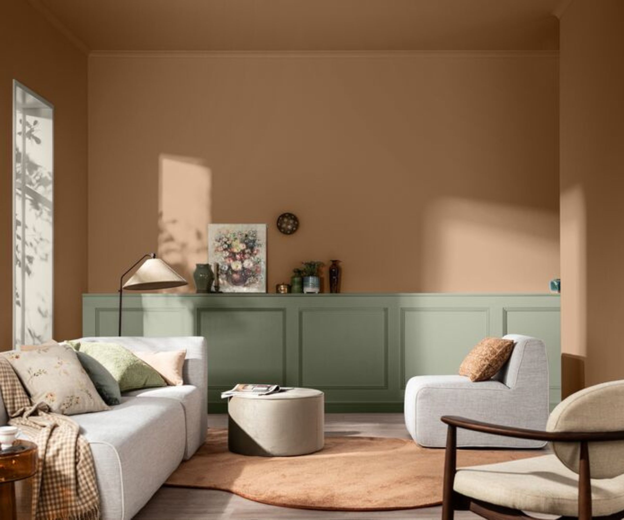 Modern living room painted in Dulux's soulful sage