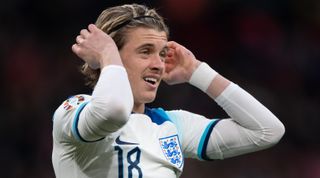 Conor Gallagher of England reacts during the UEFA Euro 2024 qualifying match between England and Ukraine at Wembley Stadium on March 26, 2023 in London, United Kingdom.