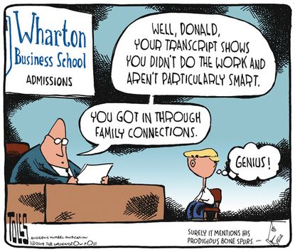 Political Cartoon U.S. Wharton School of Business Trump Family Connections