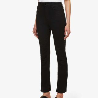 black straight stretch high rise jeans