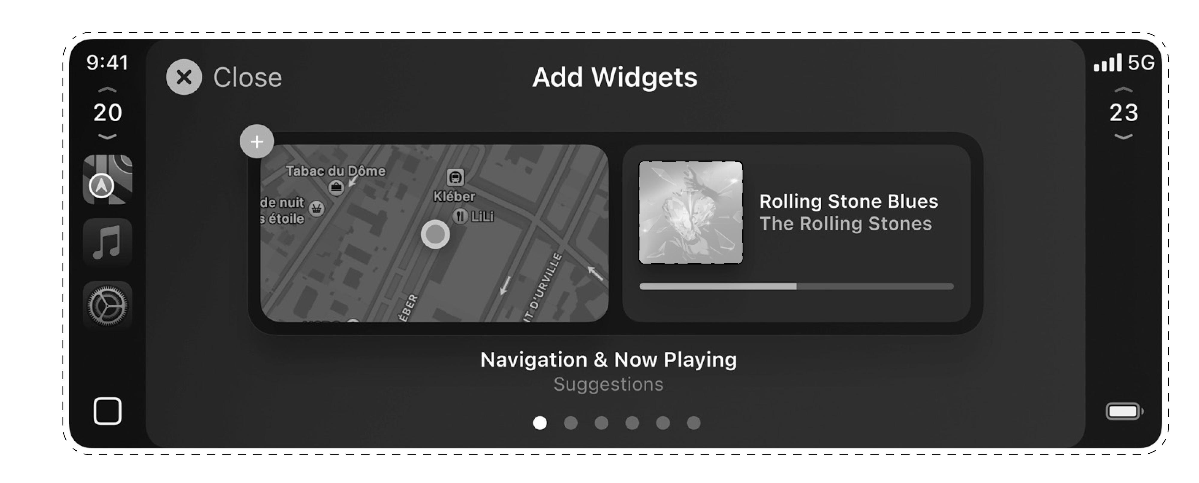 The purported design of a set of Apple CarPlay 2 widgets.