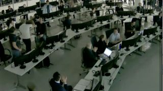 SpaceX Mission Control Celebrating Dragon Capture