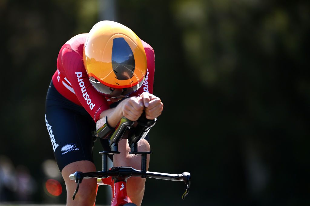 WOLLONGONG AUSTRALIA SEPTEMBER 18 Julie Leth of Denmark sprints during the 95th UCI Road World Championships 2022 Women Individual Time Trial a 342km individual time trial race from Wollongong to Wollongong Wollongong2022 on September 18 2022 in Wollongong Australia Photo by Tim de WaeleGetty Images