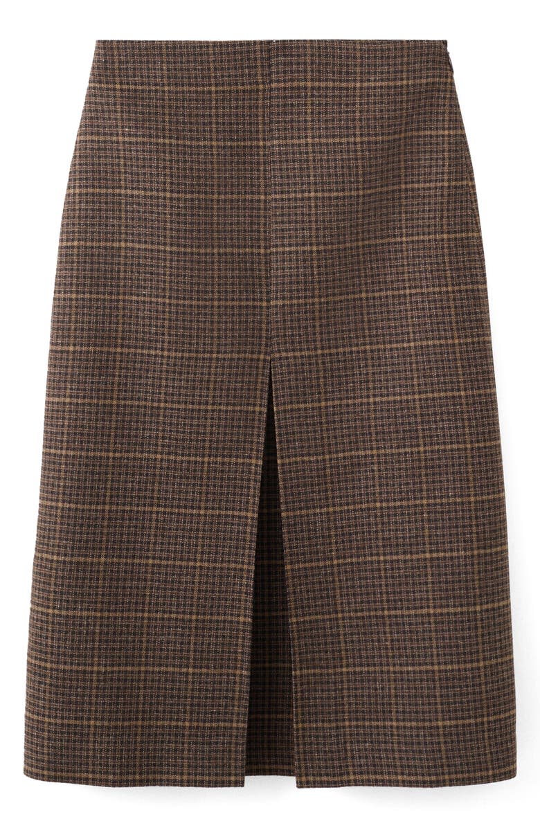 Check Pleat Front Midi Skirt