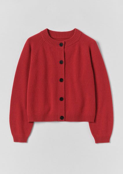 Eden Wool Cashmere Raglan Cardigan | Cardinal Red