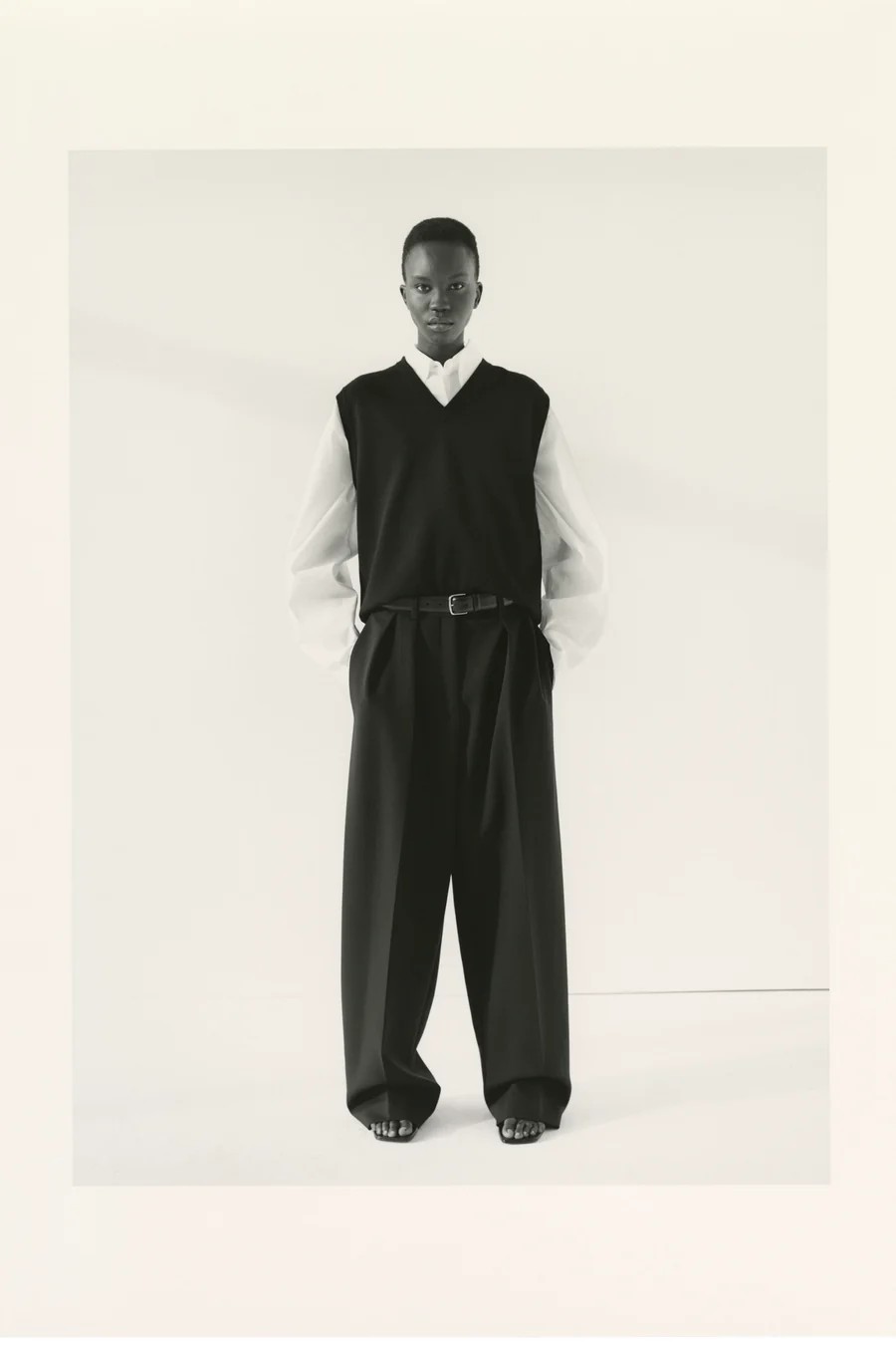 An image of a sweater vest from The Row's Spring 2021 collection.