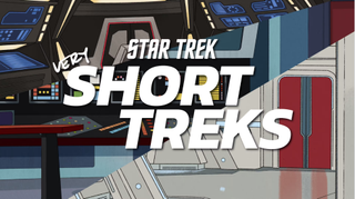 the inside of a cartoon spaceship with the text "Star Trek: very Short Treks"