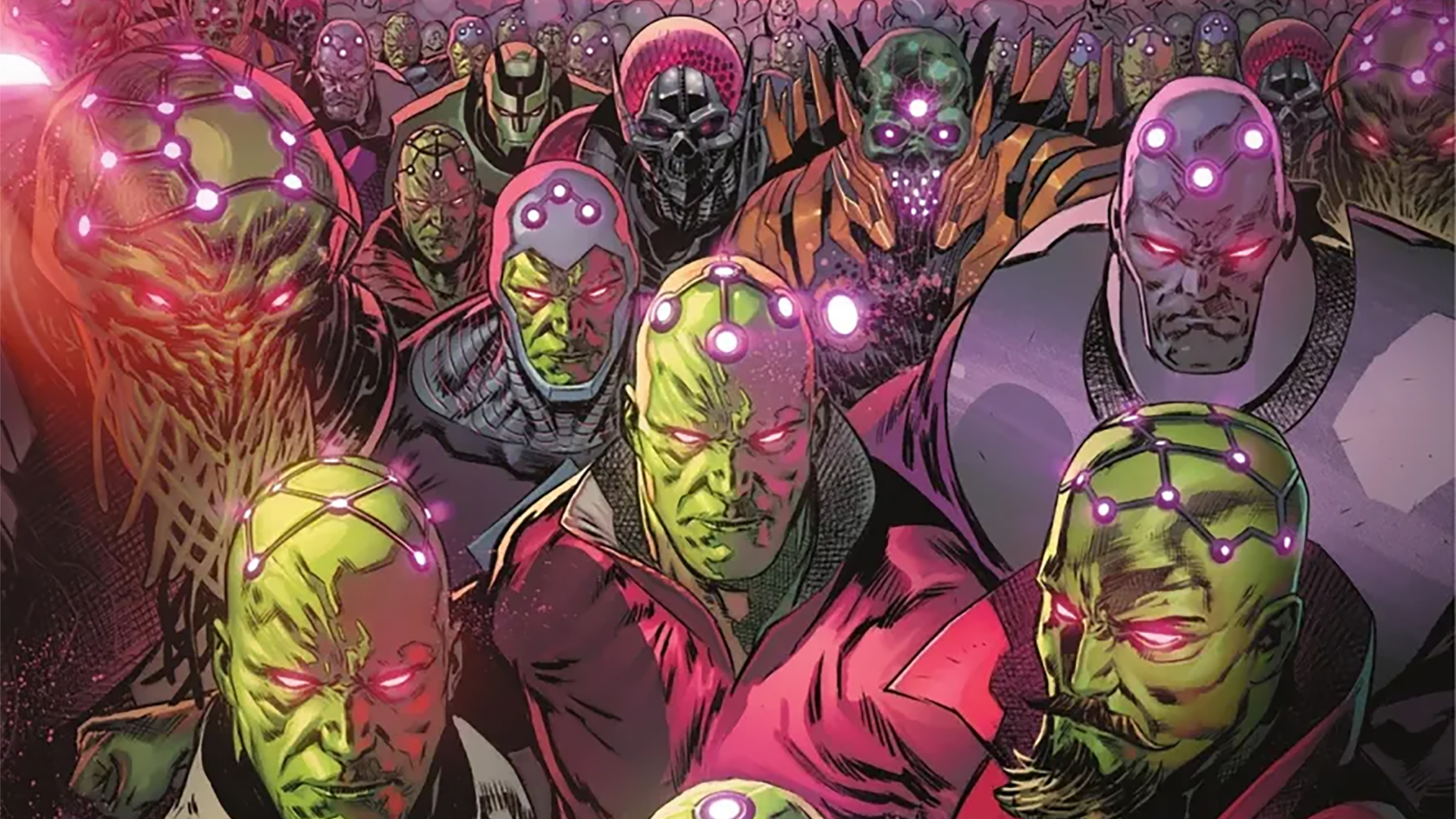 A legion of different incarnations of Brainiac