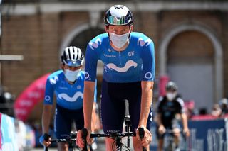 VERONA ITALY MAY 21 Matteo Jorgenson of United States and Movistar Team at start during the 104th Giro dItalia 2021 Stage 13 a 198km stage from Ravenna to Verona girodiitalia Giro UCIworldtour on May 21 2021 in Verona Italy Photo by Stuart FranklinGetty Images