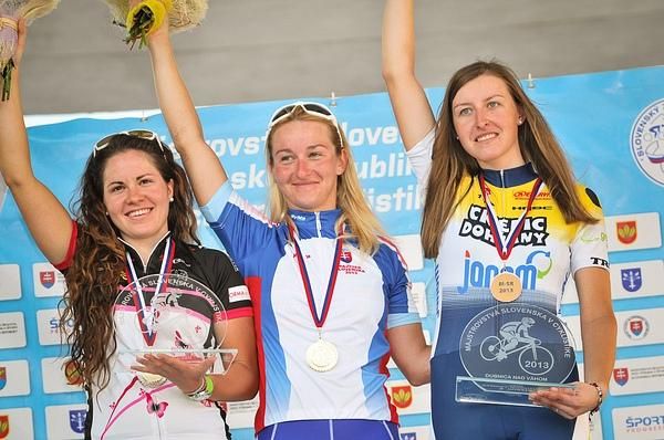 Slovakia women's time trial podium (L-R): Michaela Malarikova, Alzbeta Pavlendova and Monika Kadlecova