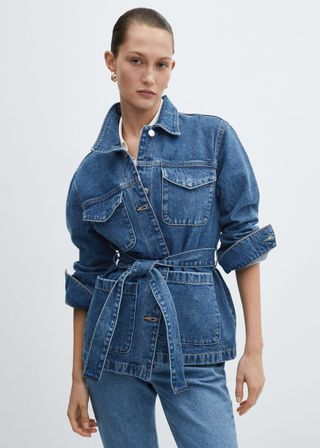 Denim Jacket With Belt - Women