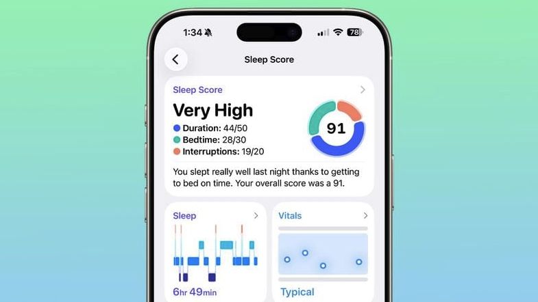 iOS 26.2 beta 中的睡眠分數屏幕