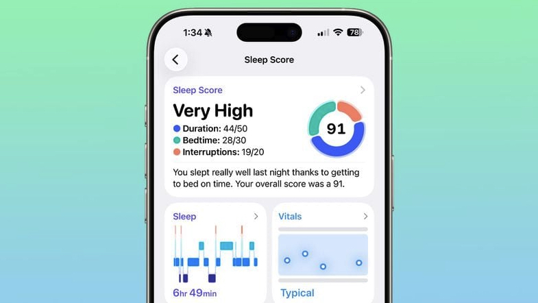 The Sleep Score screen in an iOS 26.2 beta
