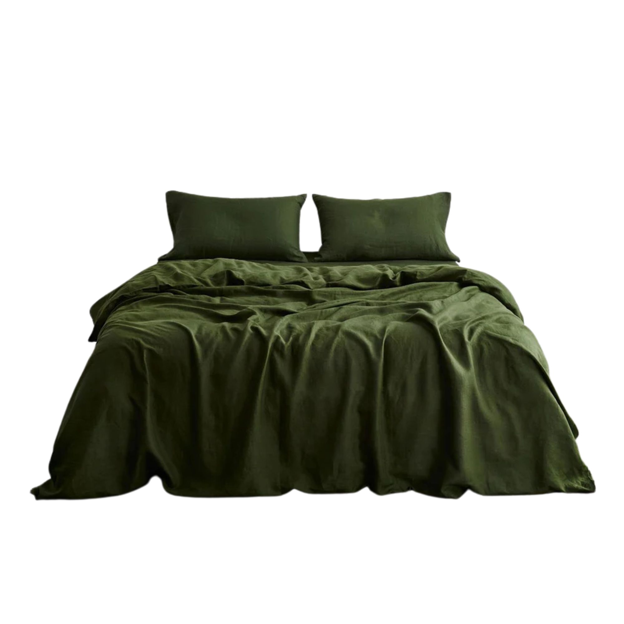 Bed Threads, Olive 100% French Flax Linen Duvet Cover