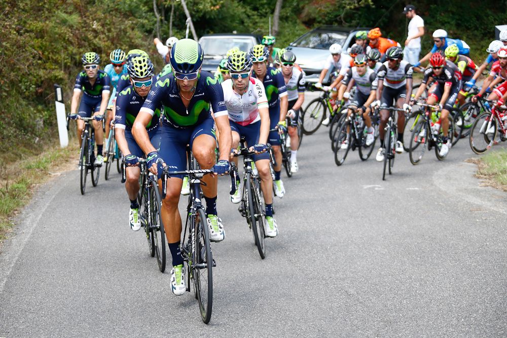 Adriano Malori (Movistar) on the front of the Toscana peloton