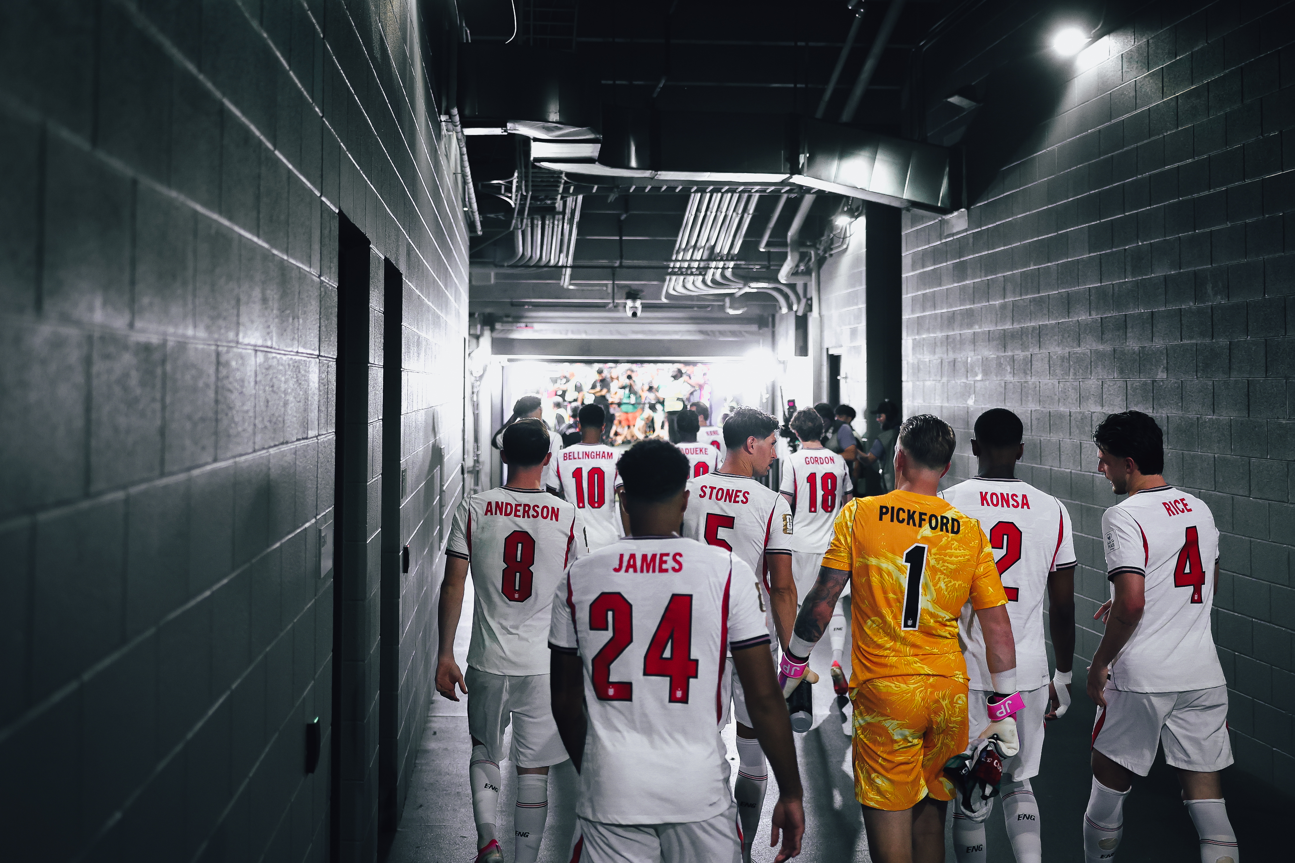 England team in the tunnel during the FIFA World Cup 2026 Group L match between England and Croatia at Dallas Stadium on June 17, 2026 in Dallas, Texas