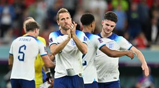 England players applaud the fans after their 3-0 won over Wales at the 2022 World Cup in Qatar.