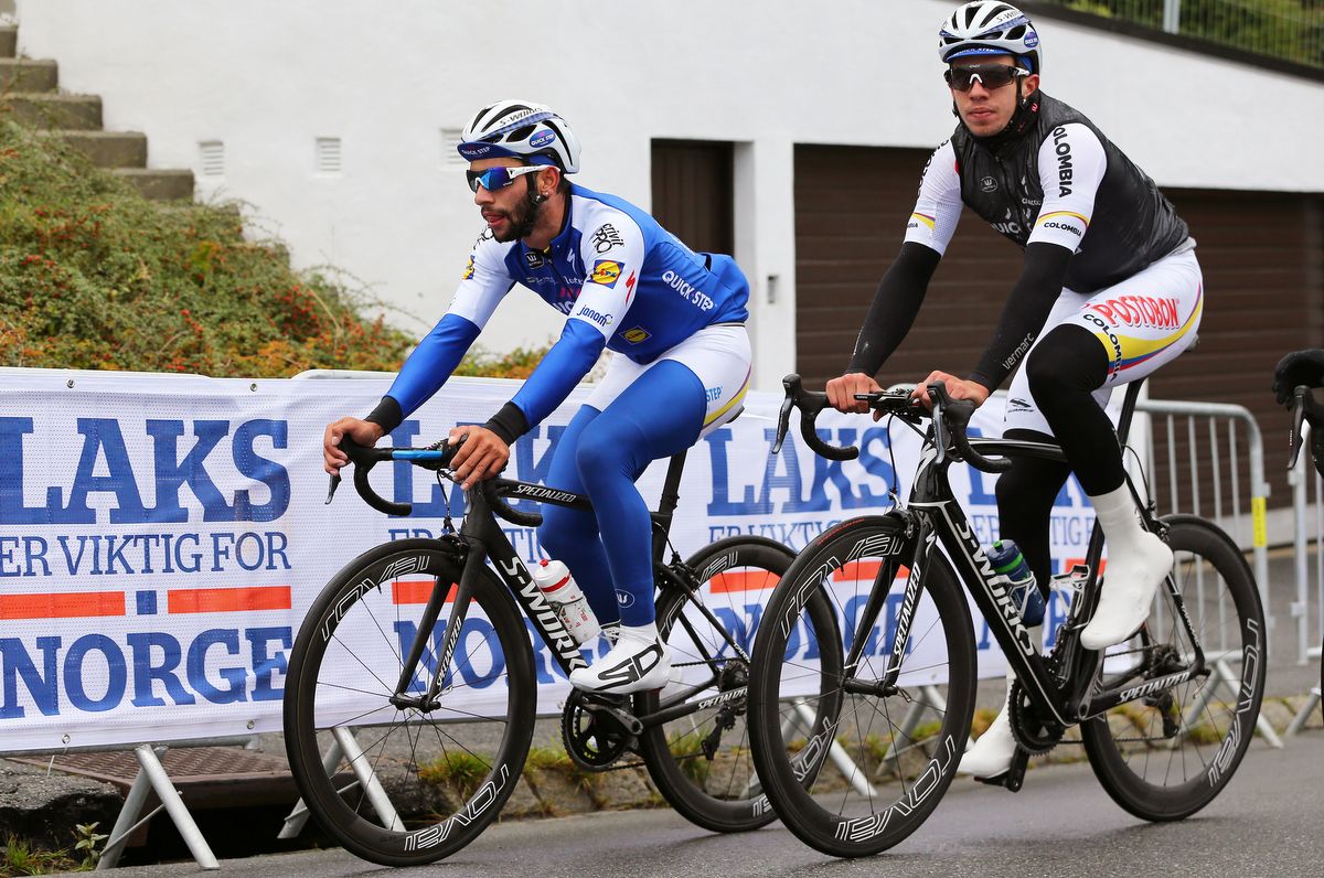 Fernando Gaviria was wrapped up for the training ride