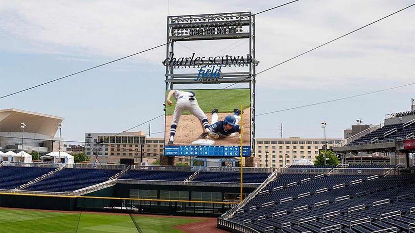 The main video display at Charles Schwab Field Omaha.