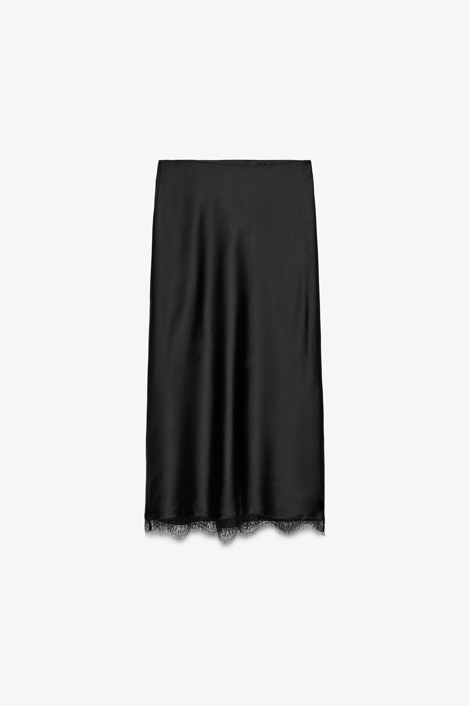 Satin Midi Lace Skirt