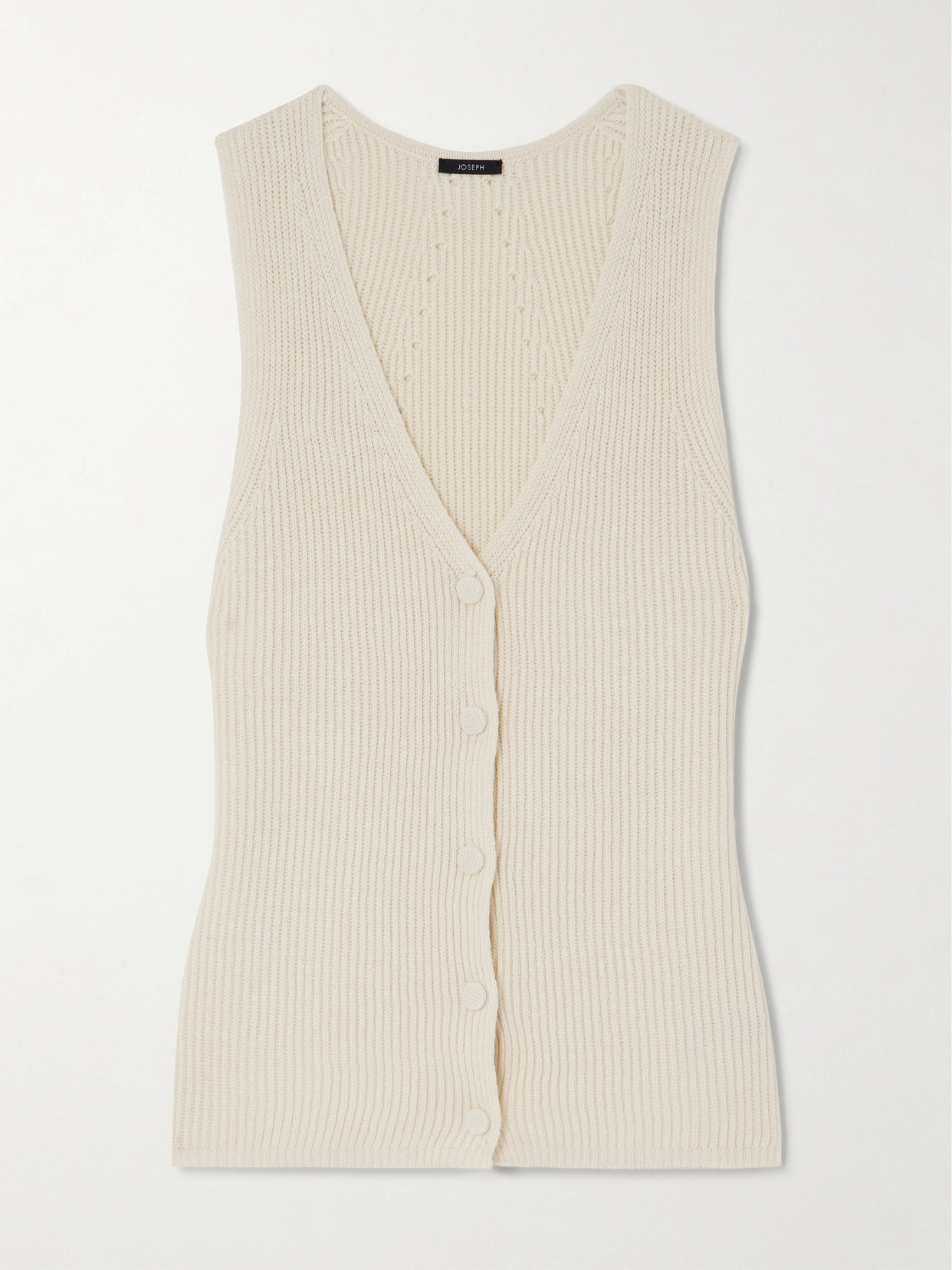 Pointelle-Knit Ribbed Linen-Blend Vest