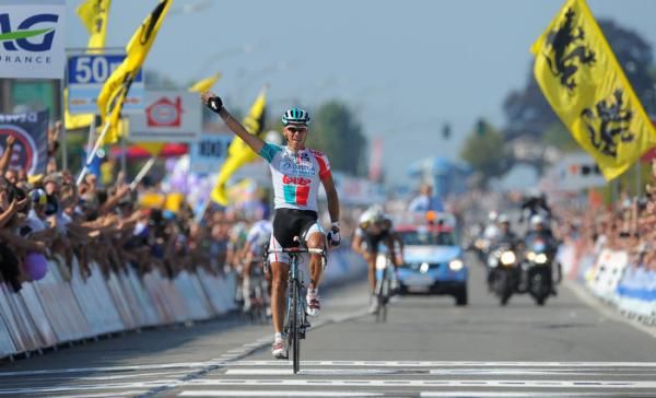 Philippe Gilbert (Omega Pharma-Lotto) celebrates his first Belgian road title