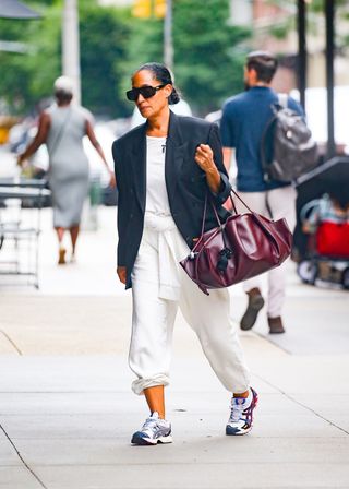 tracee ellis ross white sweat pants