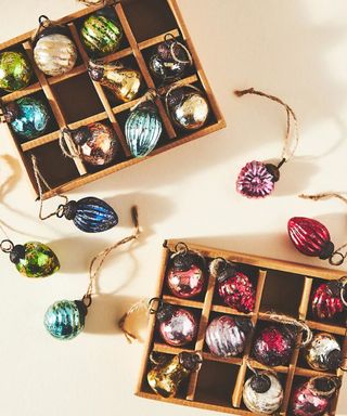 Anthropologie Christmas Ornaments in their boxes