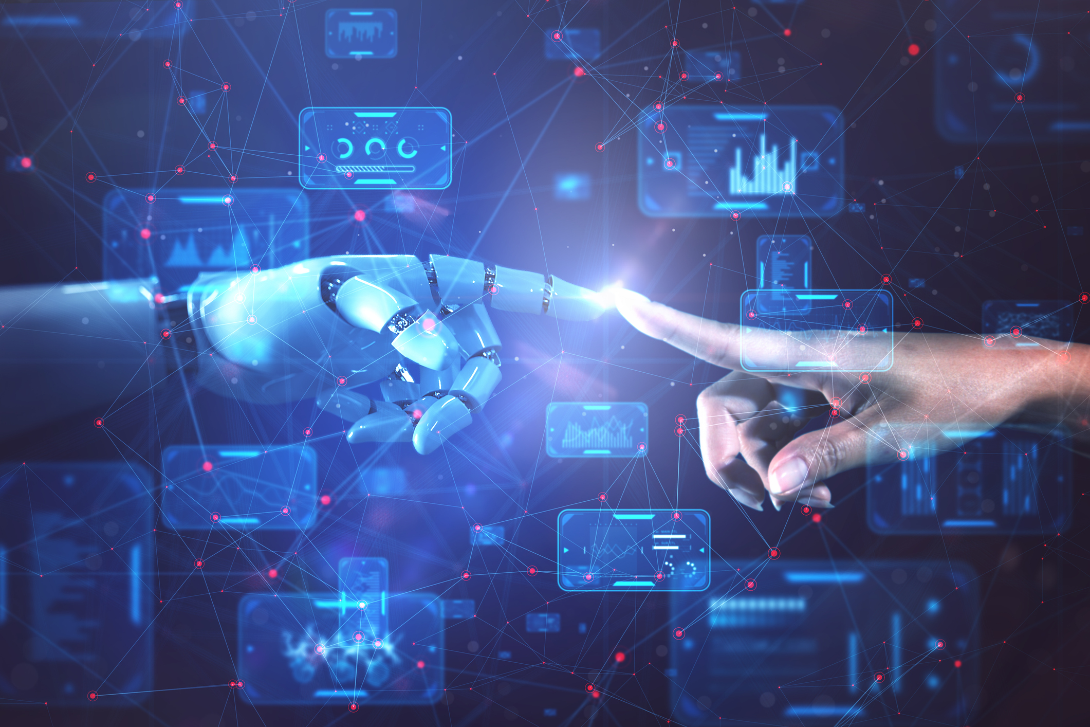 robot and human hand