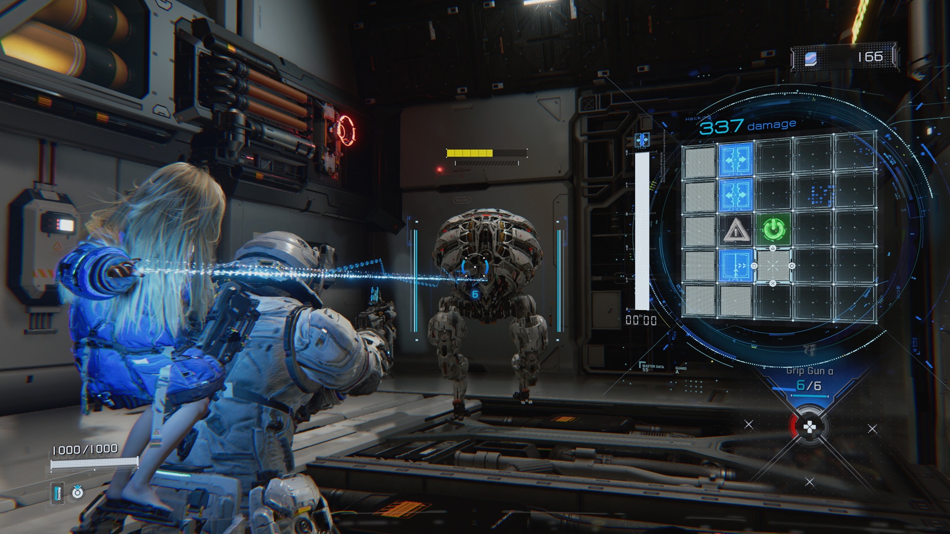 Hugh and Diana with a hacking minigame in Pragmata