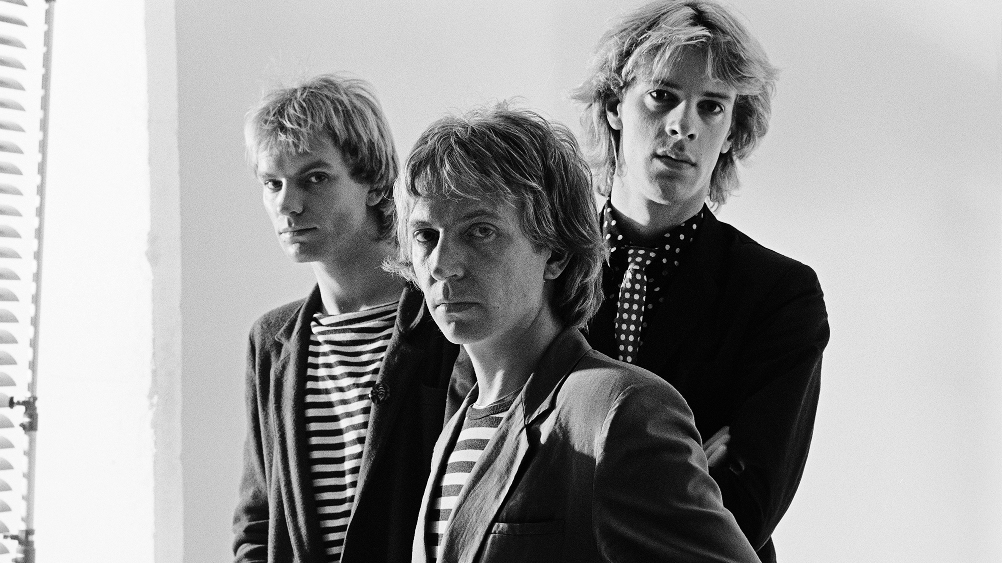 The Police pose circa 1979. (from left) Sting, Andy Summers and Stewart Copeland