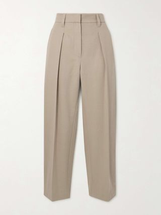 Cropped Cotton and Wool-Blend Twill Tapered Pants