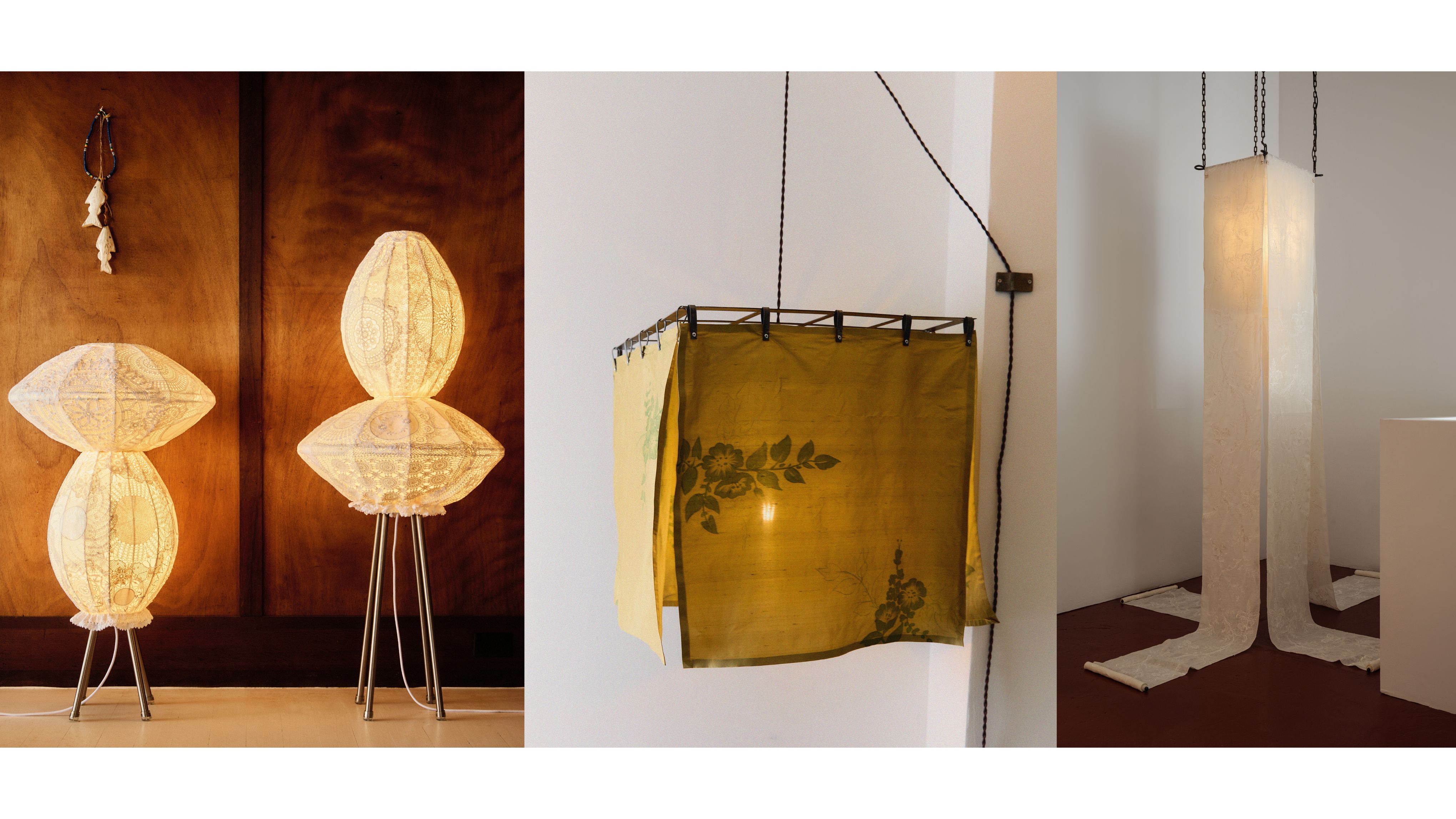 Fabric covered lights were a major trend at NYCxDesign for 2025