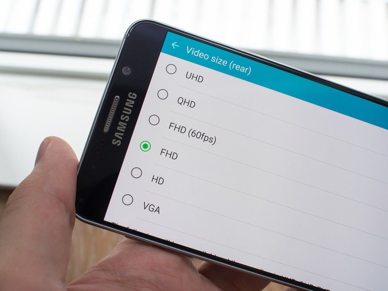 Galaxy Note 5 video resolution settings