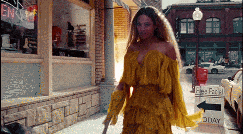 Beyonce walking away from an explosion