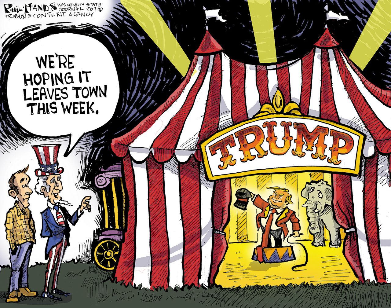 Political Cartoon U.S. Trump 2020 circus