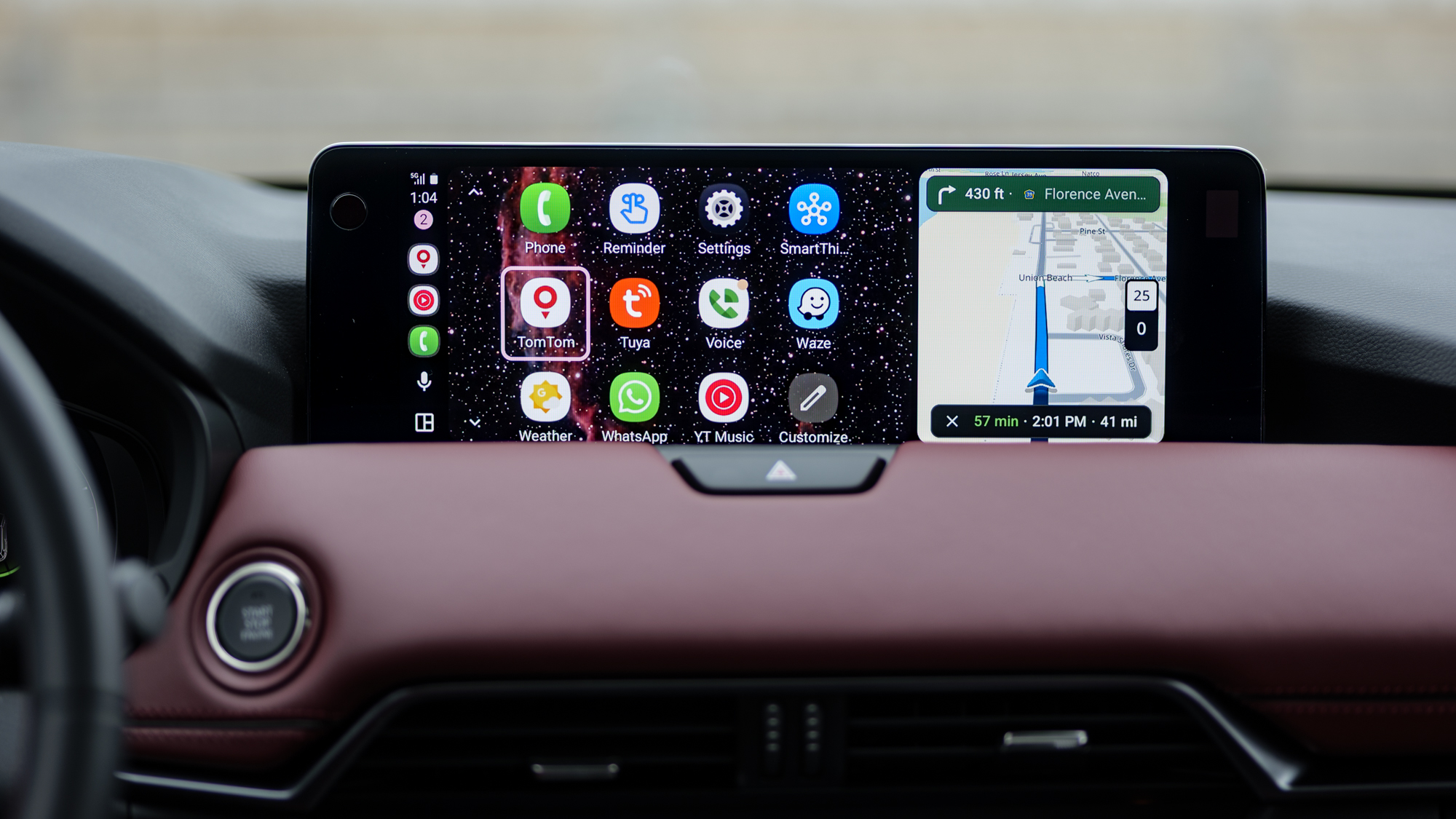 TomTom app running in Android Auto.