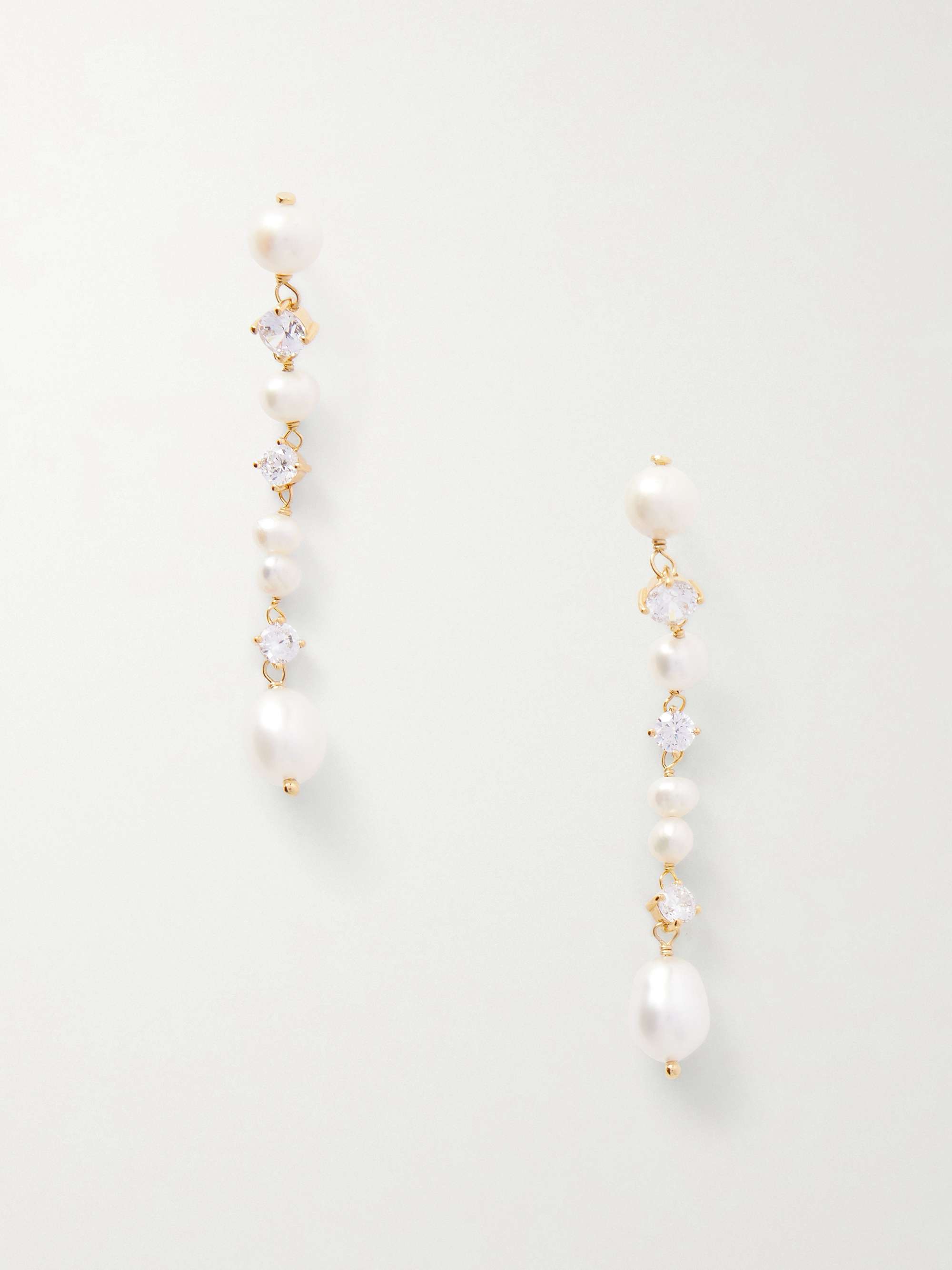 Gold-Plated, Faux-Pearl and Cubic Zirconia Earrings