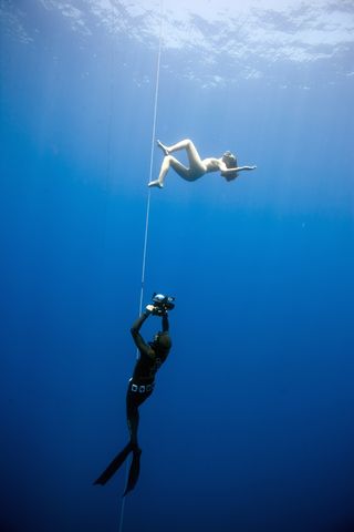 Under was filmed in the Red Sea off the coast of Egypt, with a freediving camera crew