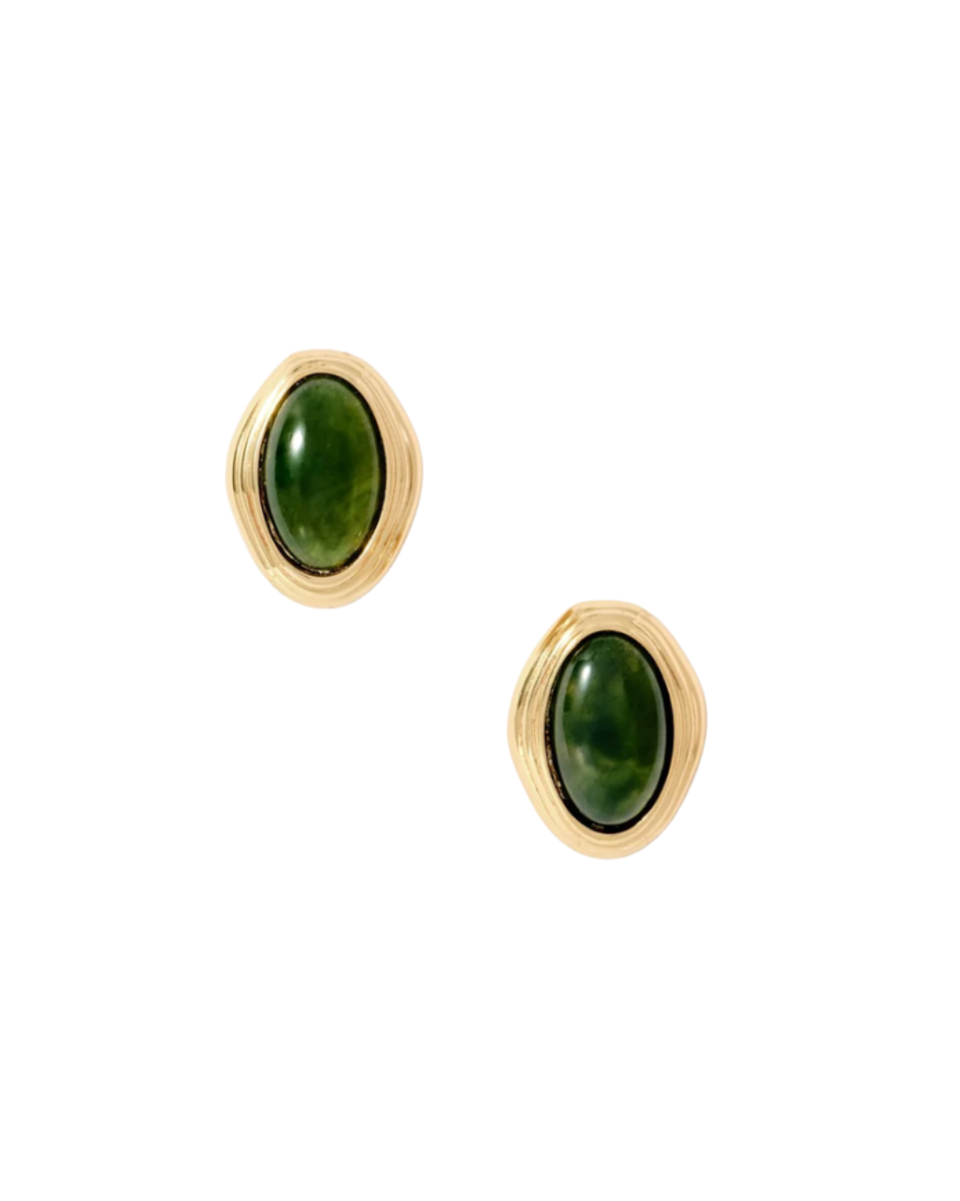 Mint Velvet, Gold Tone Green Resin Oval Earrings