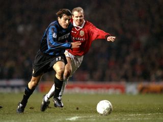 Nicola Ventola in action for Inter against Manchester United in the Champions League in 1999.