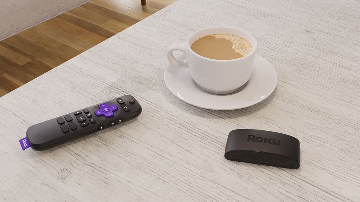 The 2021 Roku Express 4K+ as seen in a lovely press image