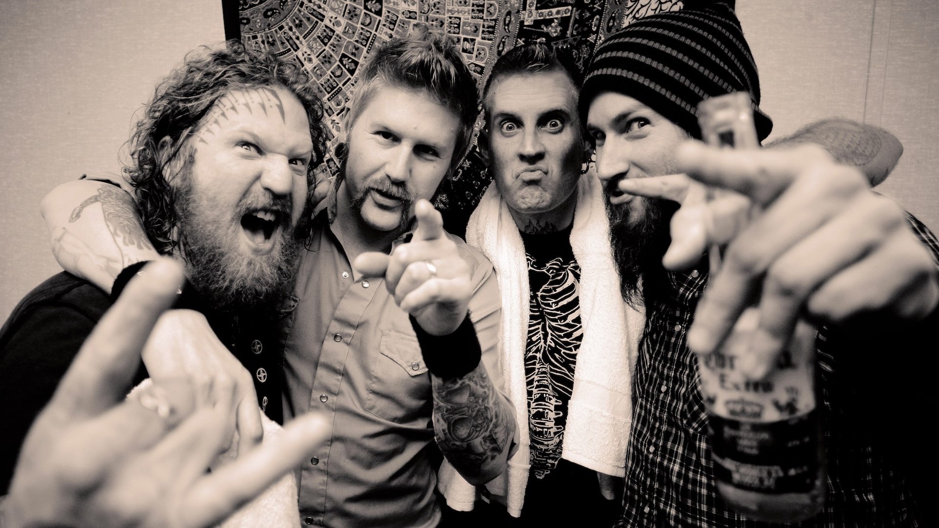 Mastodon pose backstage during the Scion Rock Festival on February 28th, 2009 in Atlanta, USA