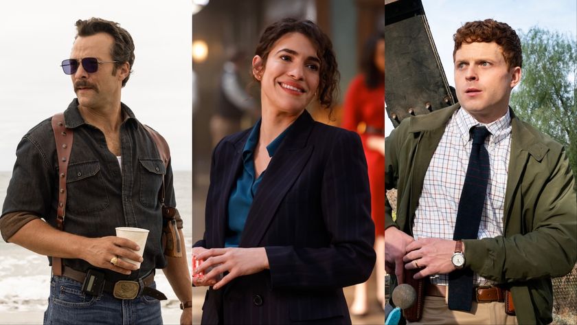 Official stills of Mike Franks, Vera Strickland and Caleb Foote from NCIS: Origins side by side by side