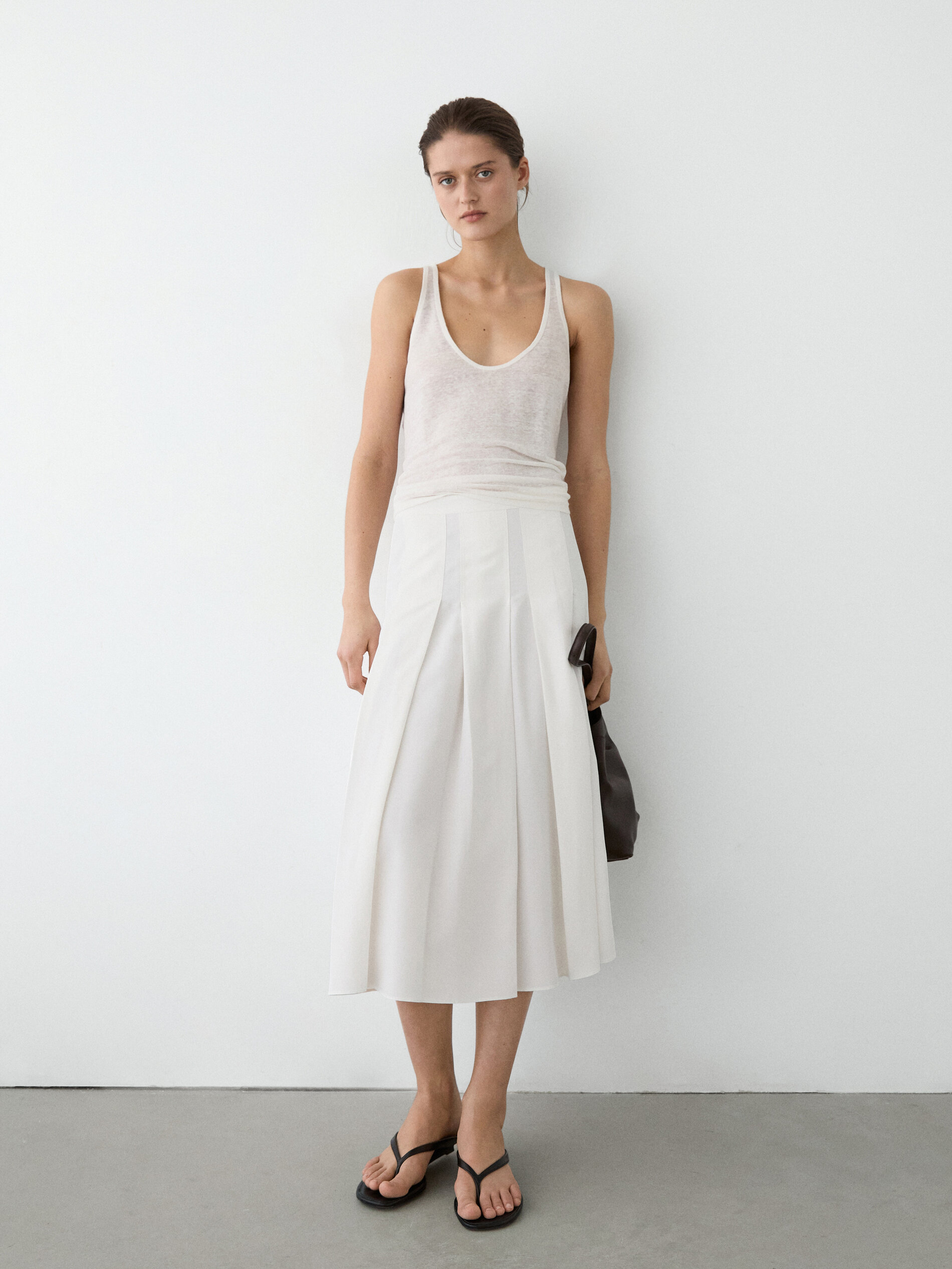 Midi Skirt With Box Pleats