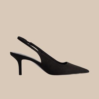 flat lay image of black heels 